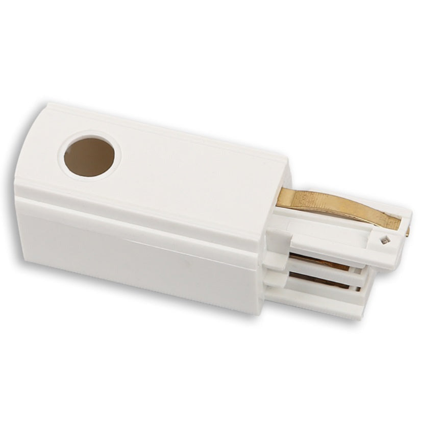 Embout d'alimentation, droite, pour rail triphasé blanc