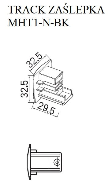 Dimensions Embout de finition pour rail triphasé blanc