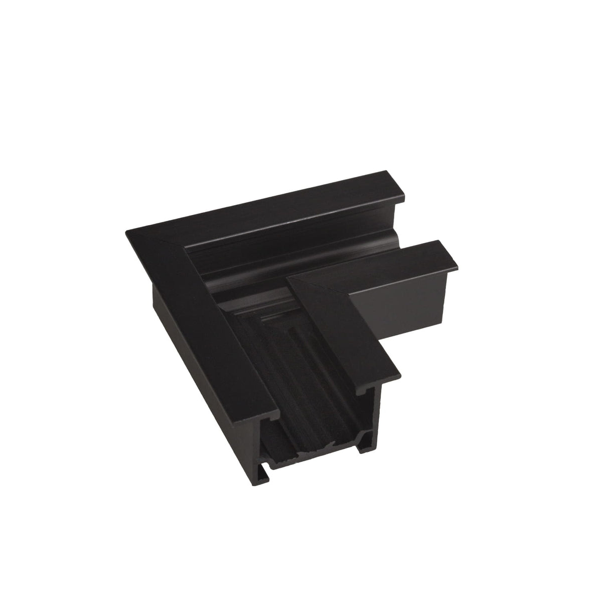Équerre d'angle Micro11 noire en forme de L avec son profil de rail encastré sans cadre