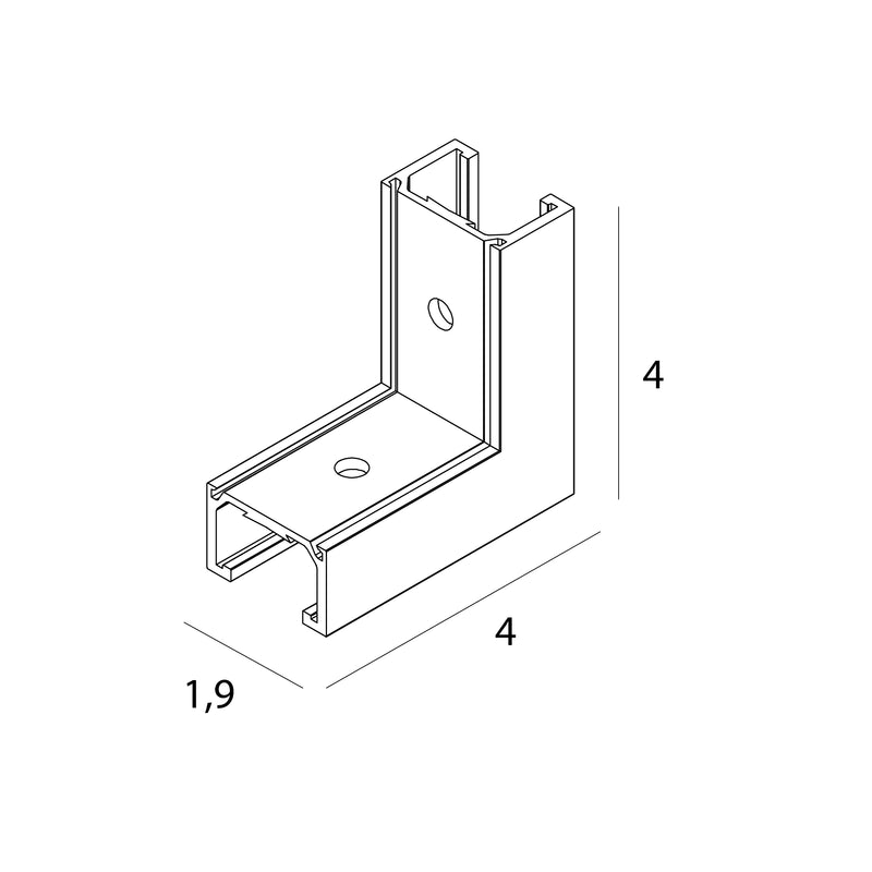Dimensions Équerre d'angle Micro11 en saillie extérieure noire