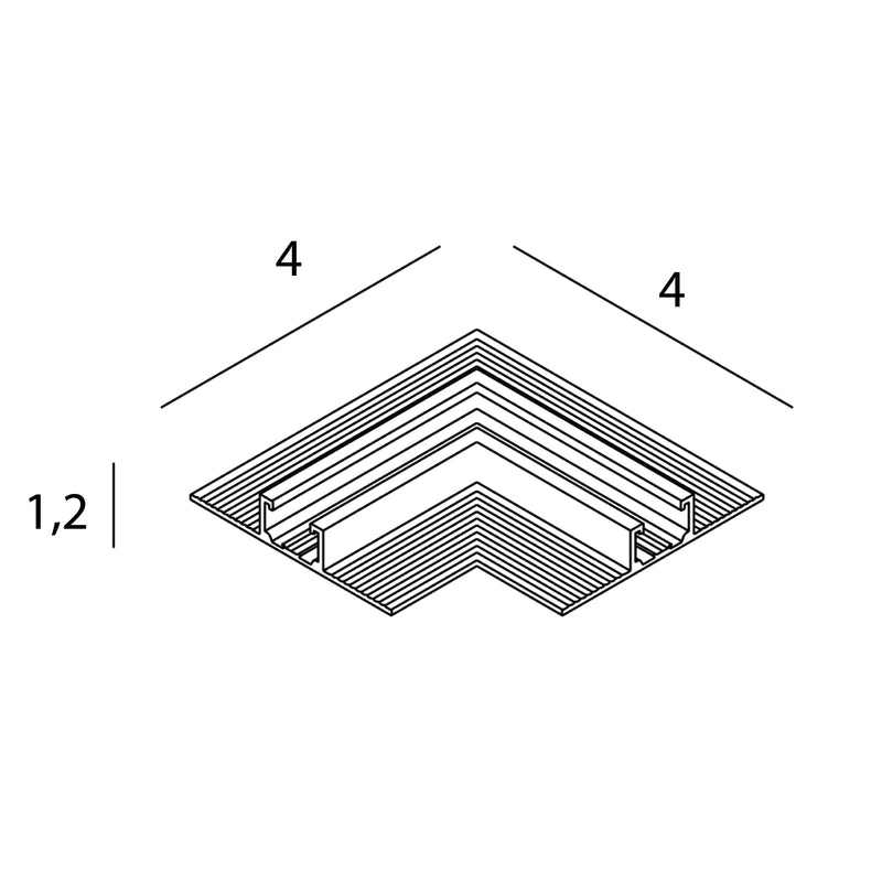 Dimensions Équerre d'angle Micro11 encastrée à 90° noire