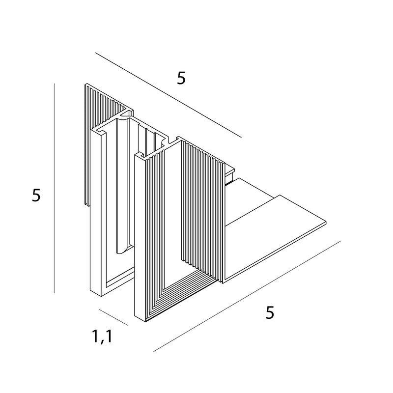 Dimensions Équerre d'angle Micro11 encastrée extérieure noire