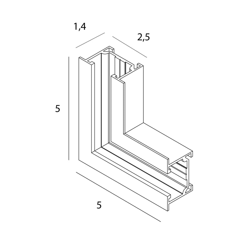 Dimensions Équerre d'angle Micro11 encastrée sans cadre à 90° noire