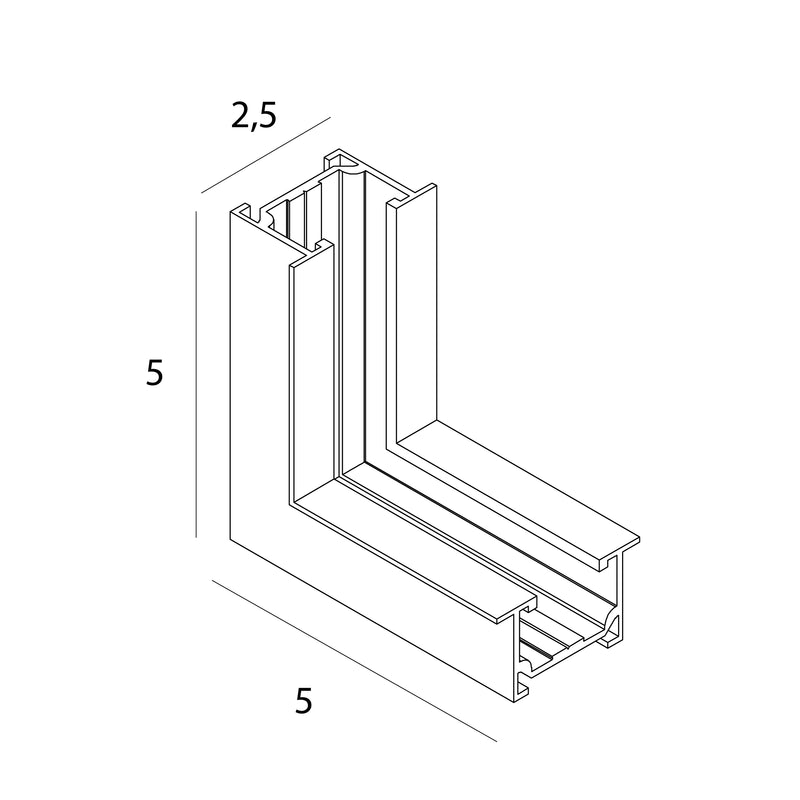 Dimensions Winkelprofil Micro11 Einbau rahmenlos Innen schwarz