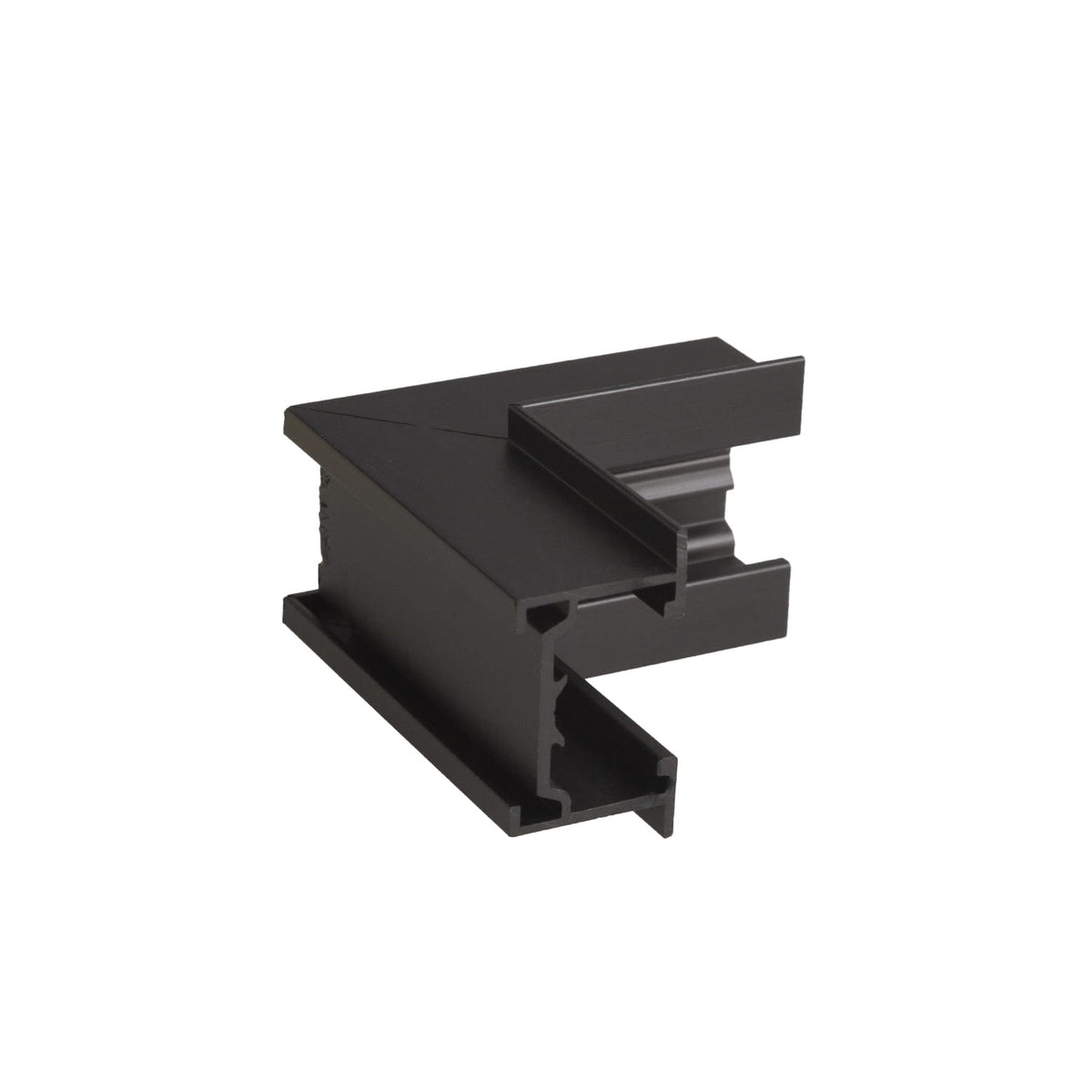 Équerre d'angle rentrant Micro11 noire en forme de L avec son profil de rail encastré sans cadre
