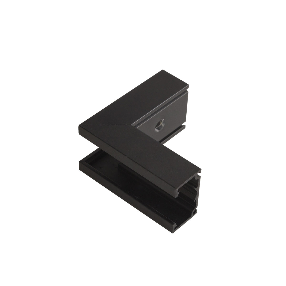 Équerre d'angle sortant Micro11 en aluminium noir en forme de L avec une vis de fixation sur une branche