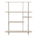 Étagère Rieti métal sable mat 5 plateaux ovales 118x31x139 cm asymétriques vue de face