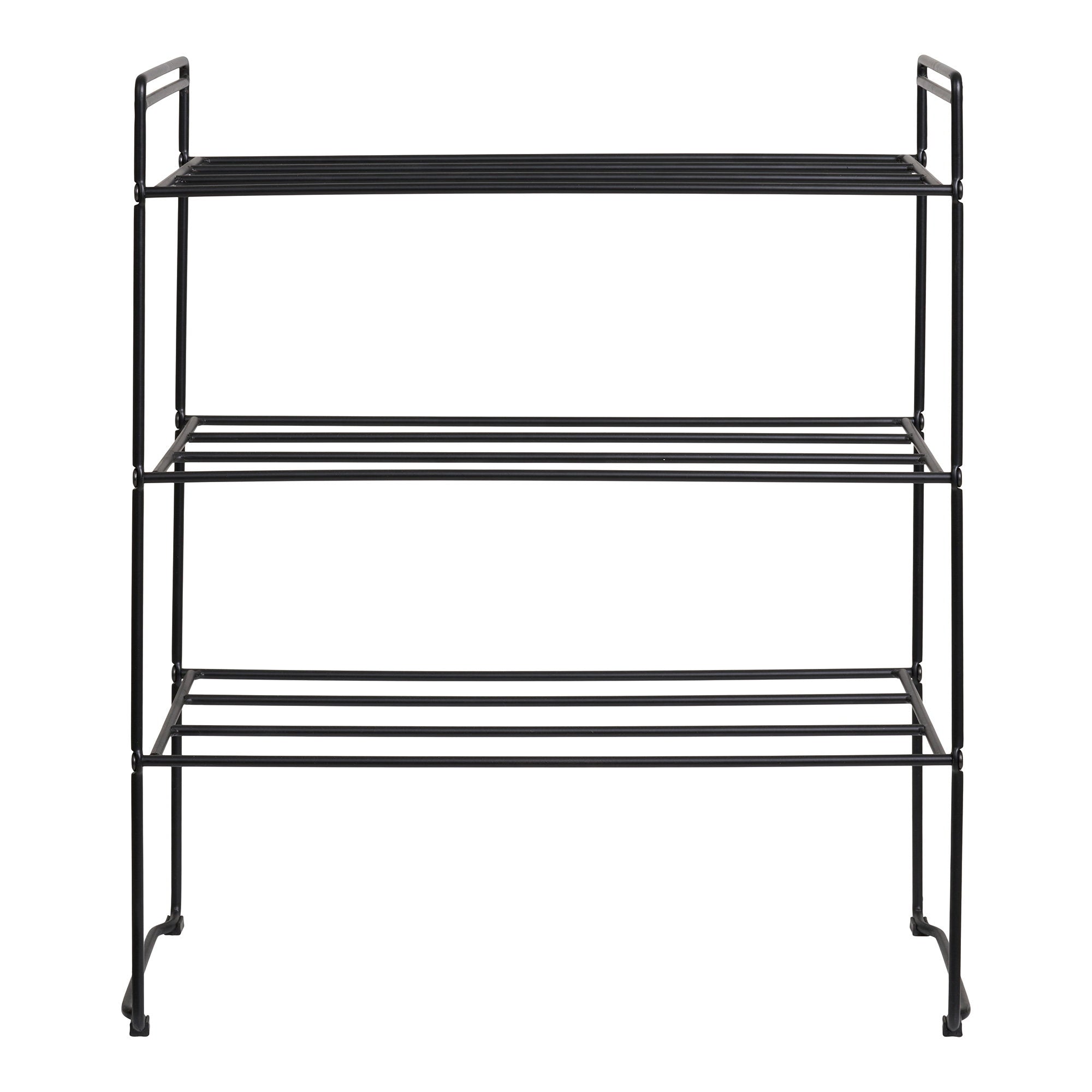 Étagère à chaussures Swansea acier noir mat 3 niveaux filaire 49,5x25x60 cm vue de face