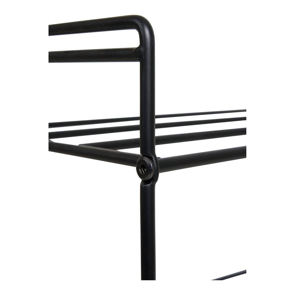 Détail assemblage étagère Swansea acier noir mat connecteur vissé robuste finition laquée