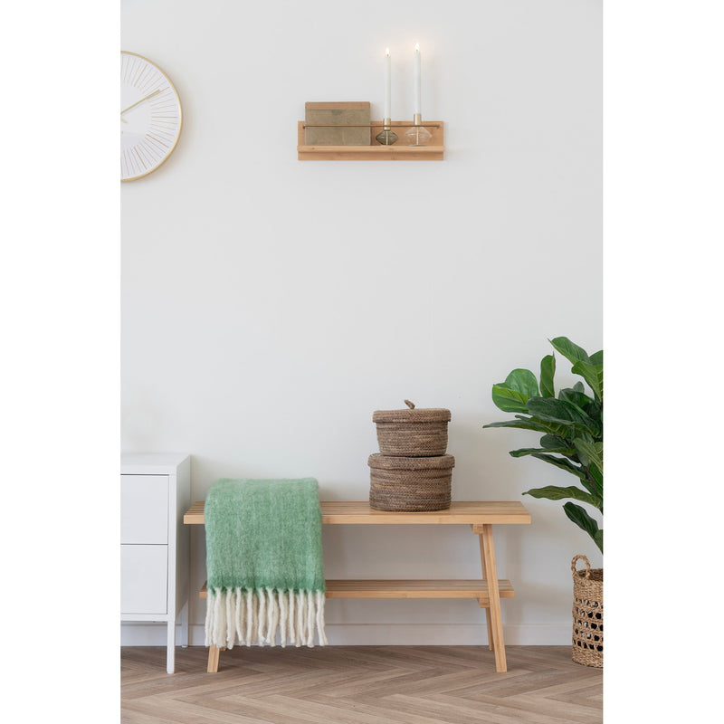 Dimensions Ember Wall Shelf – Natural Bamboo & Gold Rail – 45 × 12 cm