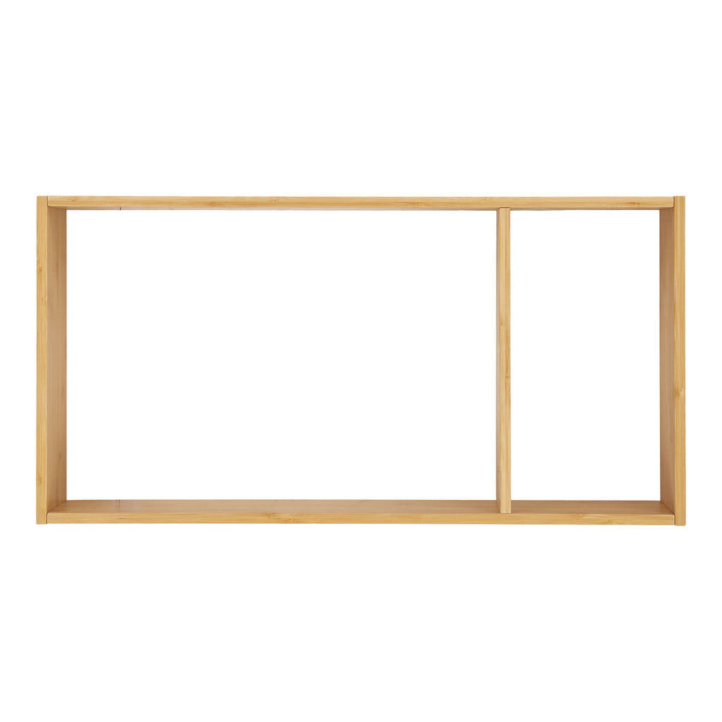 Étagère murale Ember bambou naturel grand format 2 niches ouvertes 70x35 cm vue de face