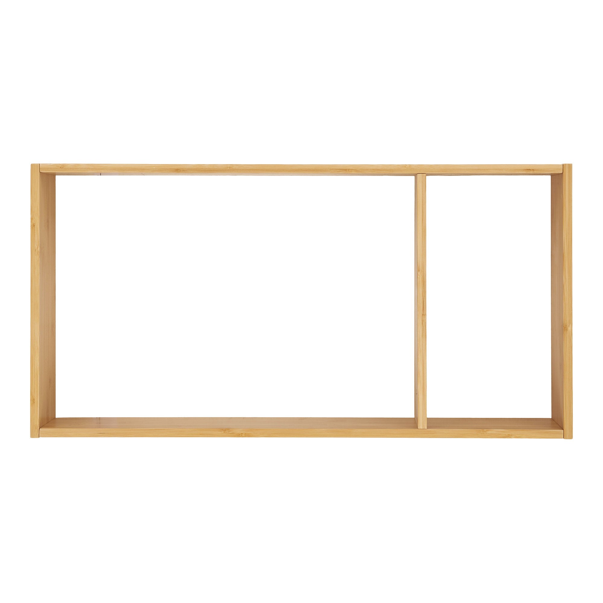 Étagère murale Ember bambou naturel grand format 2 niches ouvertes 70x35 cm vue de face