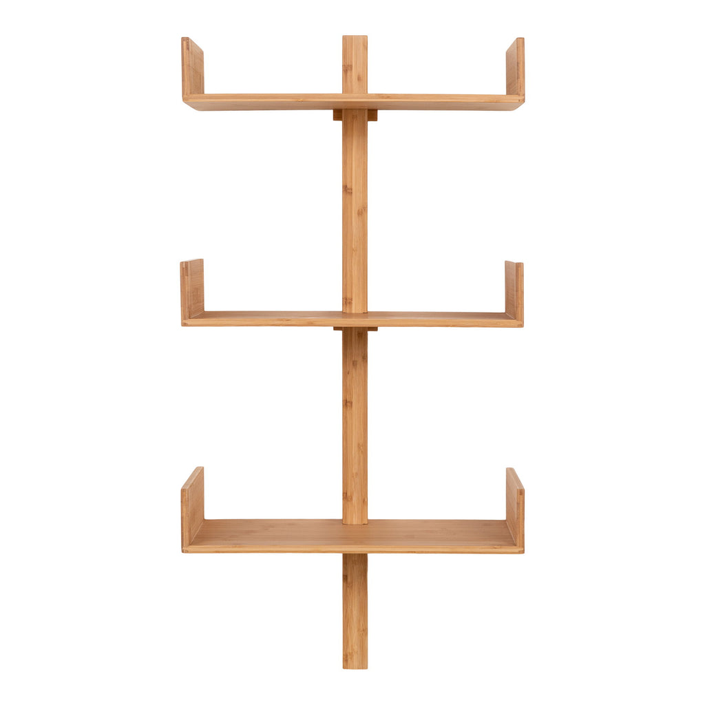 Étagère murale Villa bambou naturel 3 tablettes en U montant central 50x102 cm vue face