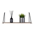 Étagère murale Arnhem bois naturel acier noir 65 cm avec diffuseur et pot de plante