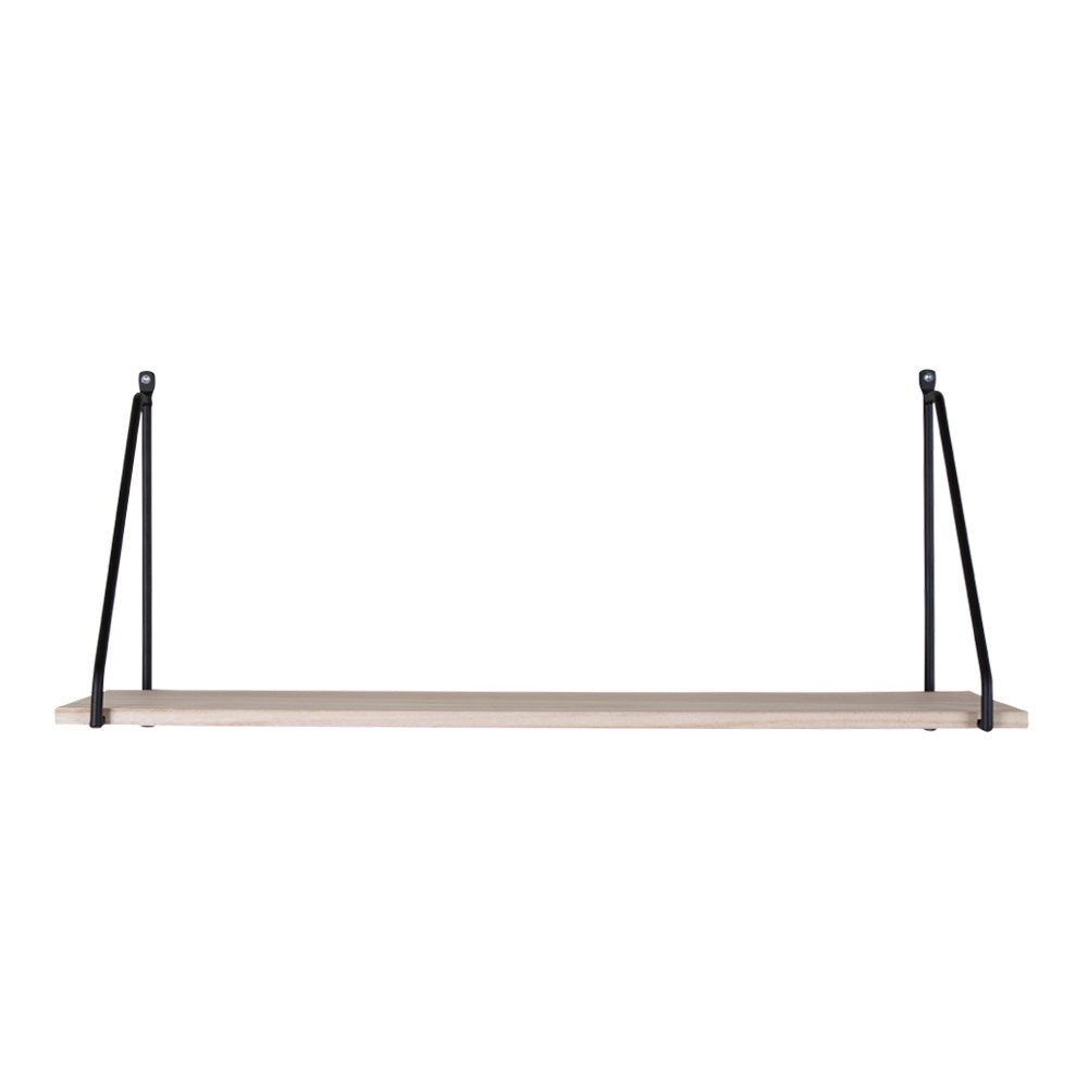 Étagère murale Arnhem bois naturel supports acier noir vue de face fond blanc