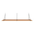 Étagère murale Chiba frêne naturel tiges acier noir 120x29 cm vue de face