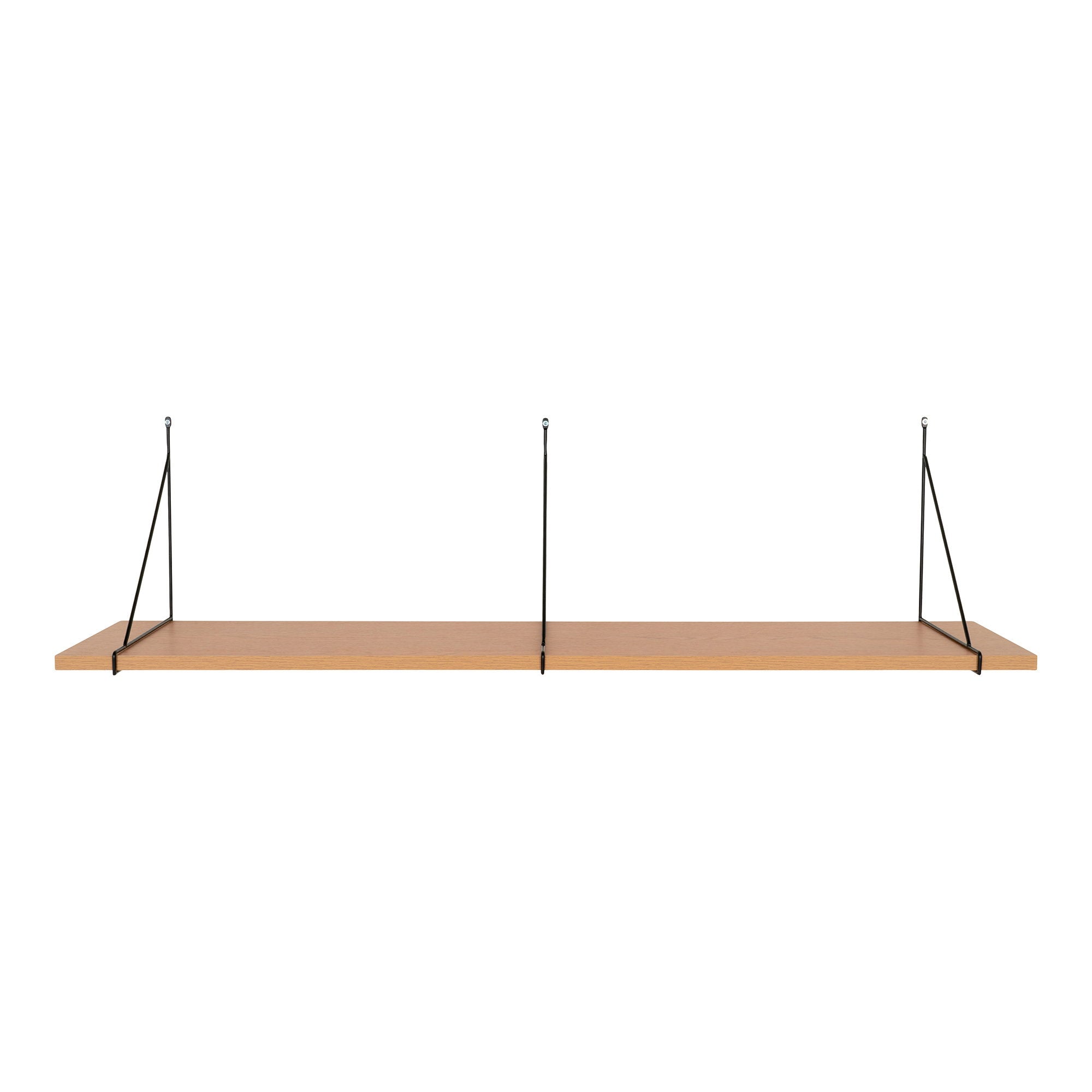 Étagère murale Chiba frêne naturel tiges acier noir 120x29 cm vue de face