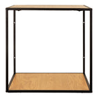 Étagère murale cube Vita acier noir décor chêne vue de face vide fond blanc