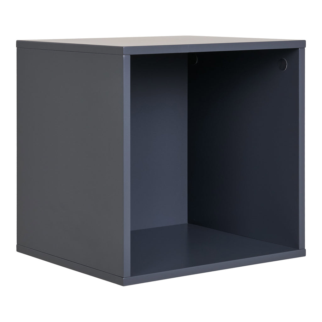 Étagère murale cube Horne MDF laqué gris ardoise 1 case ouverte 34x30x34 cm vue trois quarts