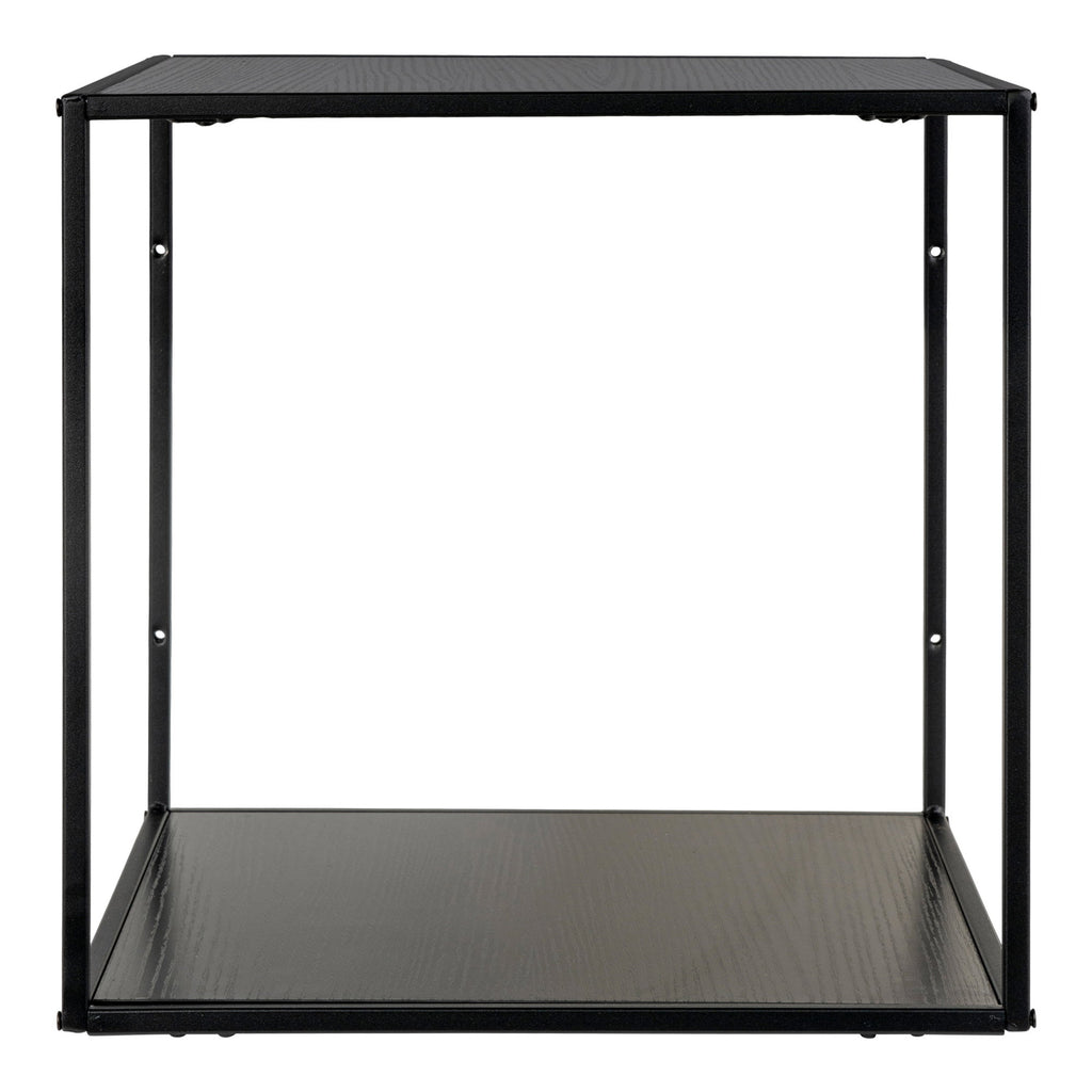 Étagère murale cube Vita noir intégral vue de face vide fond blanc décor chêne noir