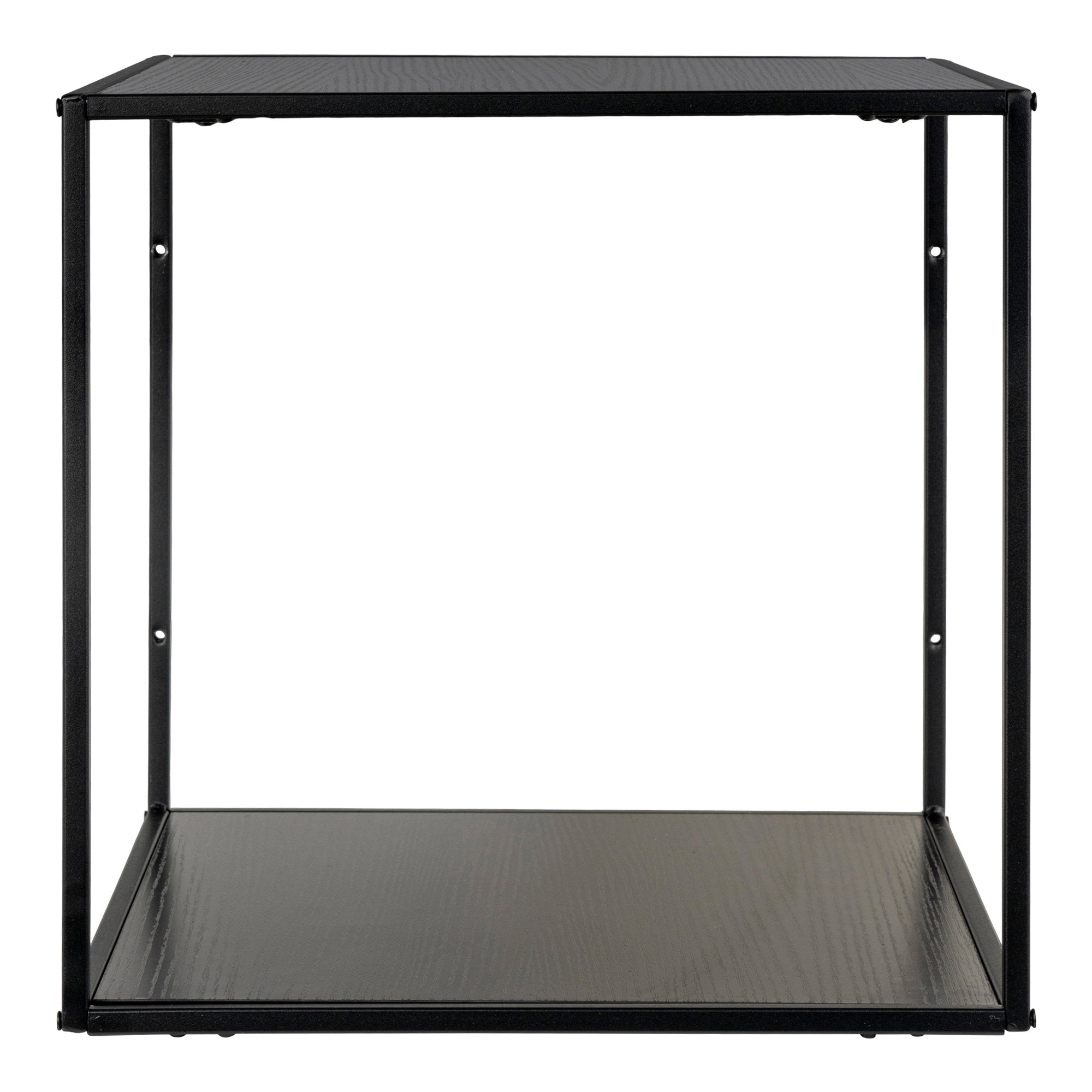 Étagère murale cube Vita noir intégral vue de face vide fond blanc décor chêne noir
