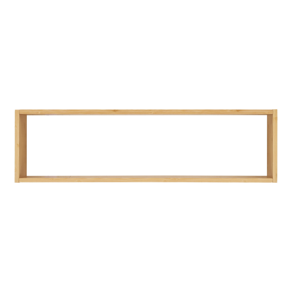 Étagère murale Ember 1 case en bambou naturel vue de face une seule case ouverte sans fond ni cloison