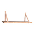 Étagère murale Forno bois naturel sangles cuir naturel 120x20 cm vue trois quarts