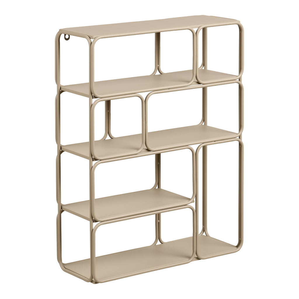 Étagère murale Lanciano métal beige 48x18x64 cm alvéoles arrondies 3 plateaux vue trois quarts
