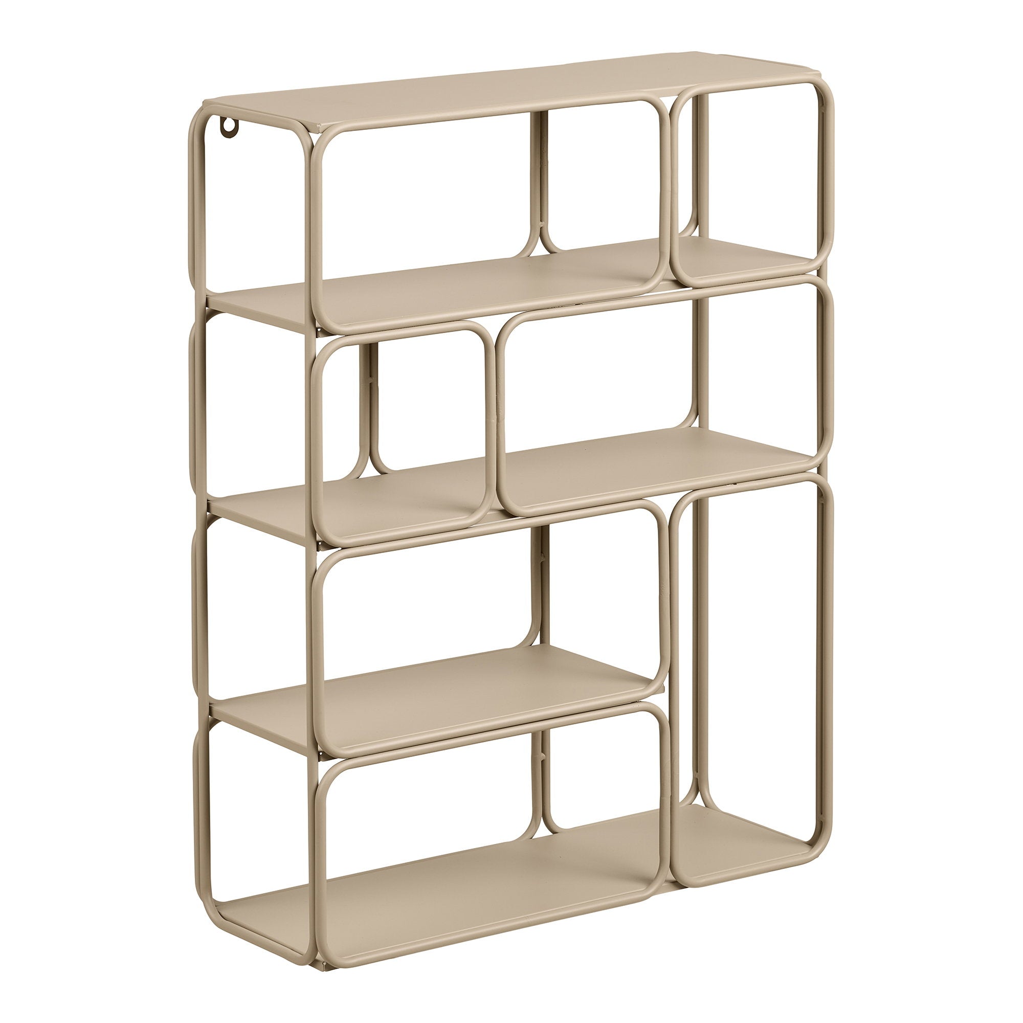 Étagère murale Lanciano métal beige 48x18x64 cm alvéoles arrondies 3 plateaux vue trois quarts