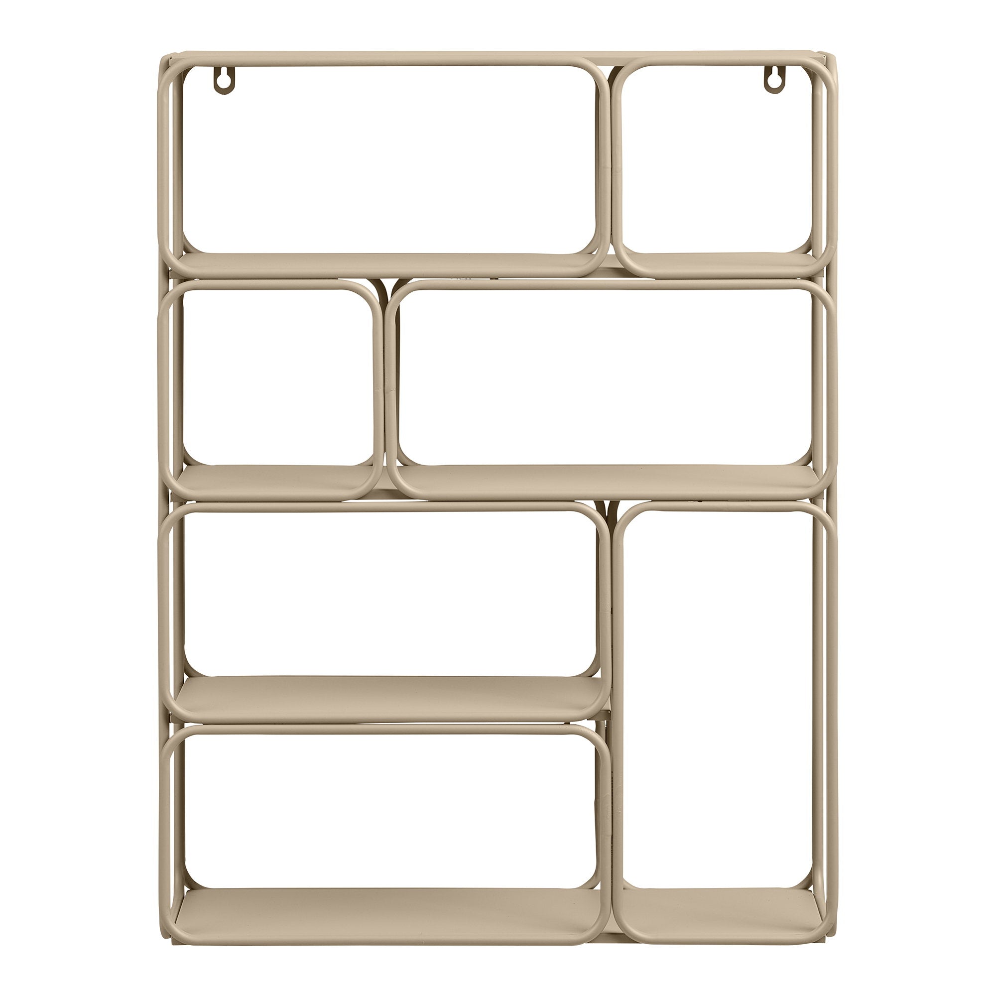 Étagère murale Lanciano métal beige alvéoles cases arrondies 4 rangées vue de face