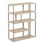 Étagère murale Lanciano en métal beige vue de trois quarts avec ses cases décalées