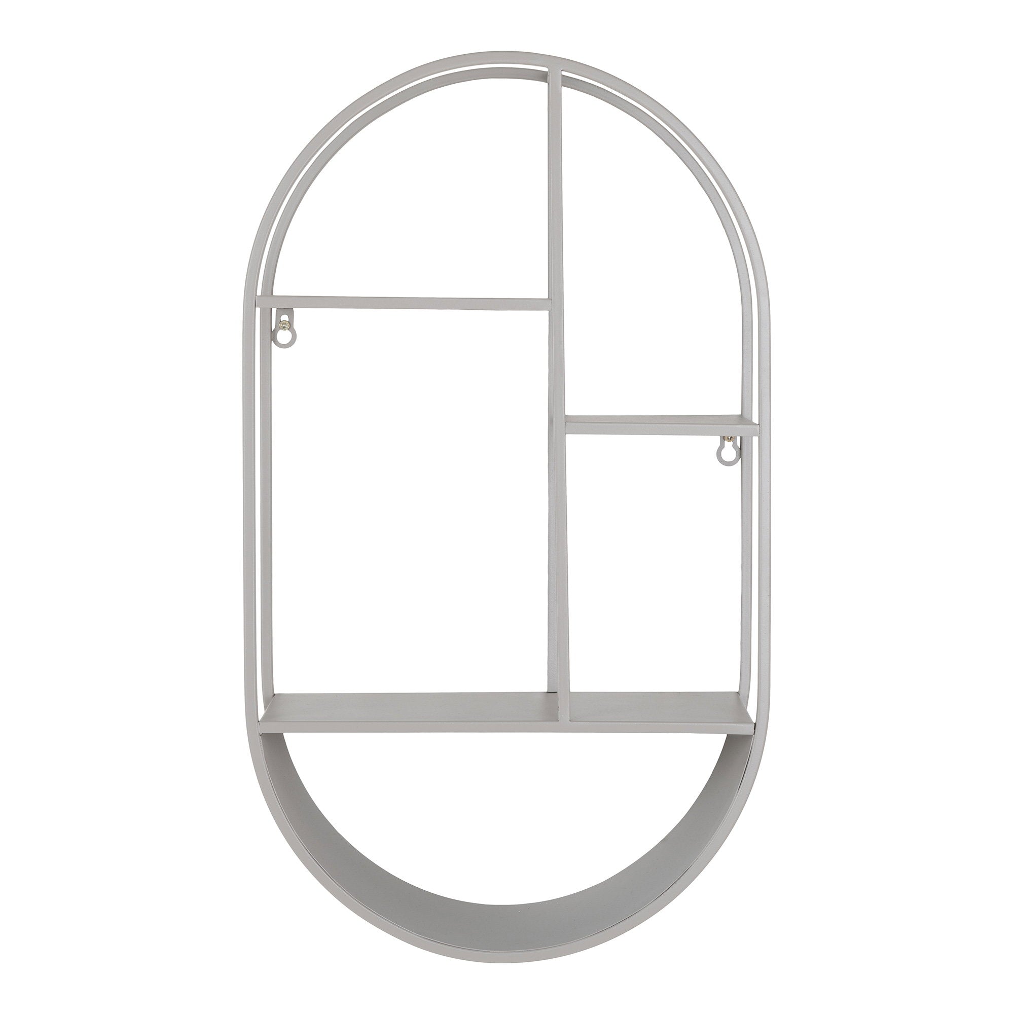 Étagère murale ovale Feira acier gris perle 35x60 cm vue de face vide fond blanc