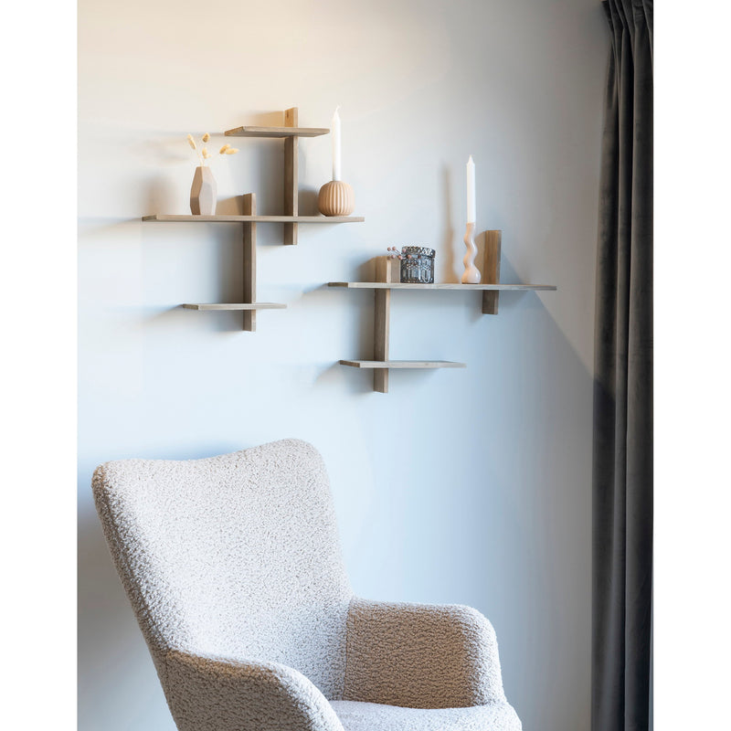 Dimensions Gavi Wall Shelf – Natural Pine Wood – 3 Asymmetrical Tiers