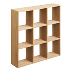 Étagère murale Moss pin naturel FSC 9 cases ouvertes grille 3x3 46x10x46 cm vue trois quarts