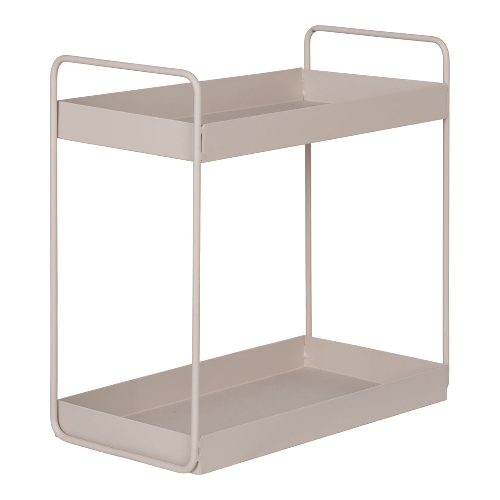 Étagère posée double Rabo acier sable vue de profil structure filaire 15 cm profondeur