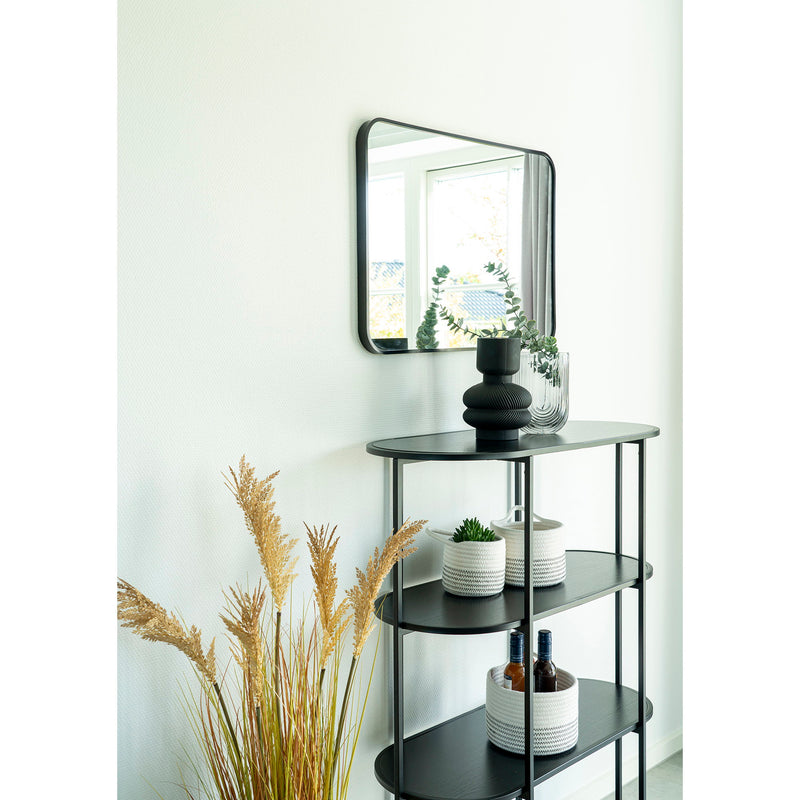 Dimensions Vita Shelf – 4 Black Oval Shelves & Metal – 85 × 111 cm