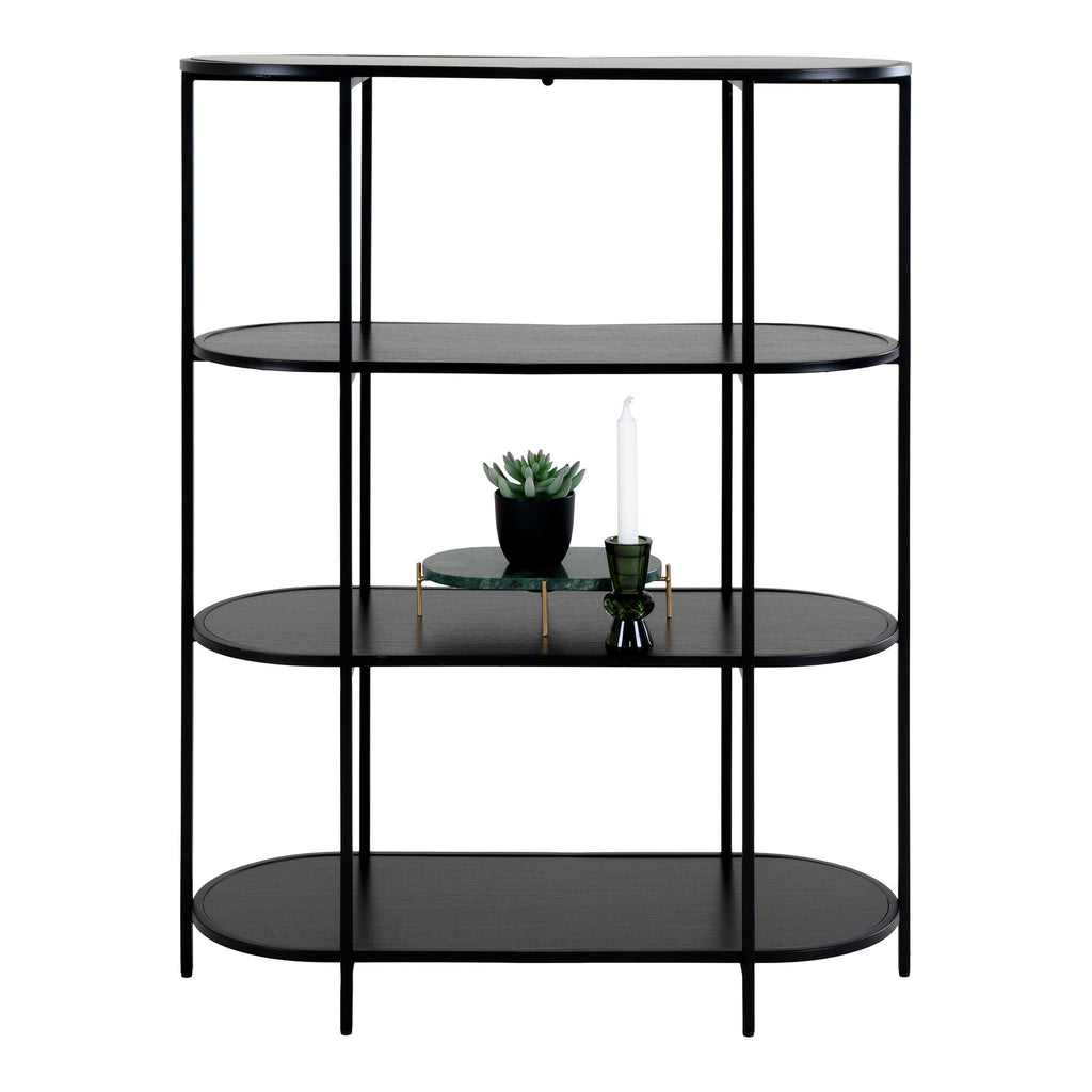 Étagère Vita 4 tablettes ovales noires métal noir 85x111 cm styled objets déco