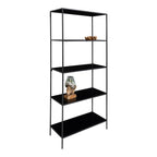 Étagère Vita 5 tablettes acier noir mat 80x170 cm styled objets déco vue trois quarts