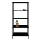 Étagère Vita 5 tablettes noires métal styled vase teck vue face