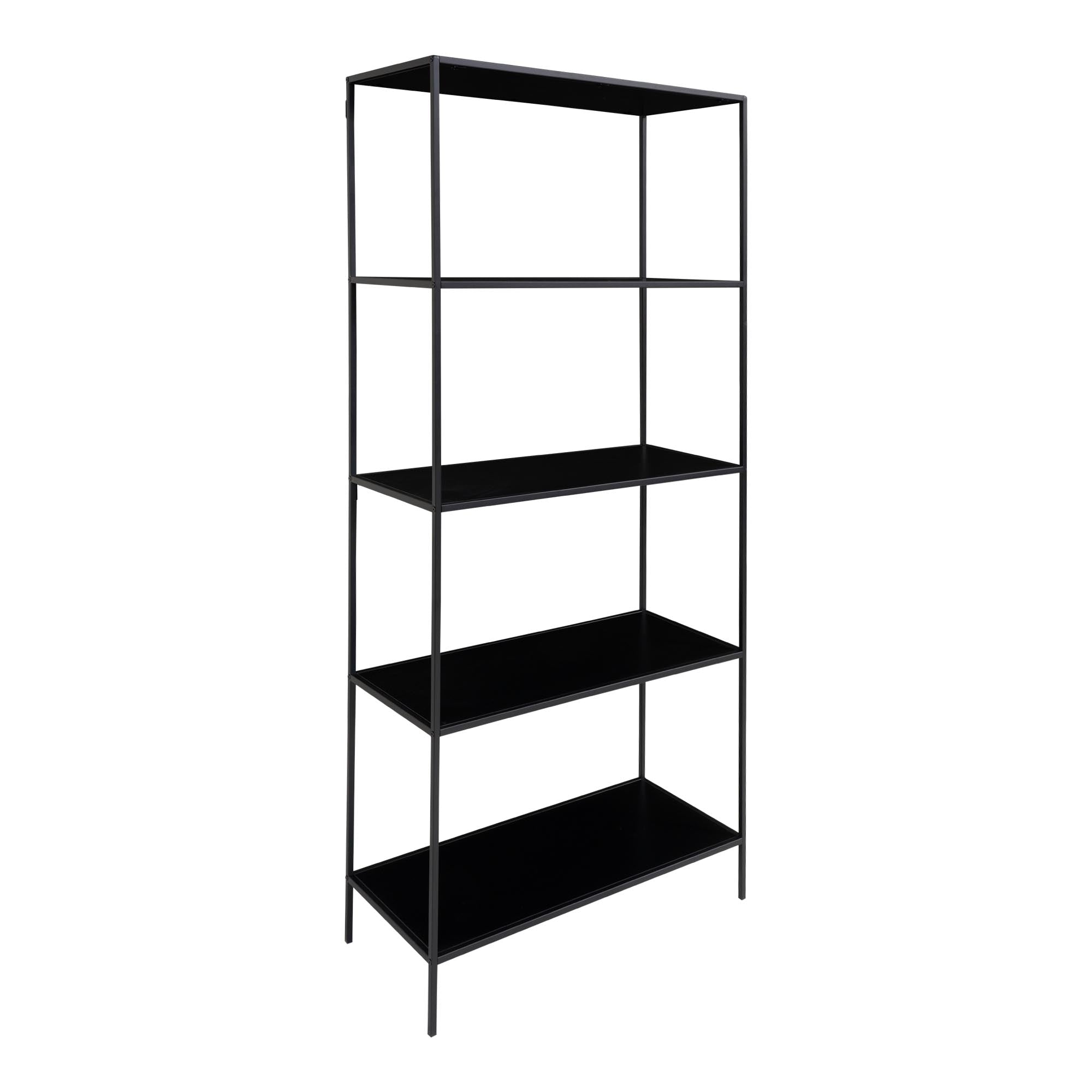 Étagère Vita 5 tablettes acier noir mat vide vue trois quarts