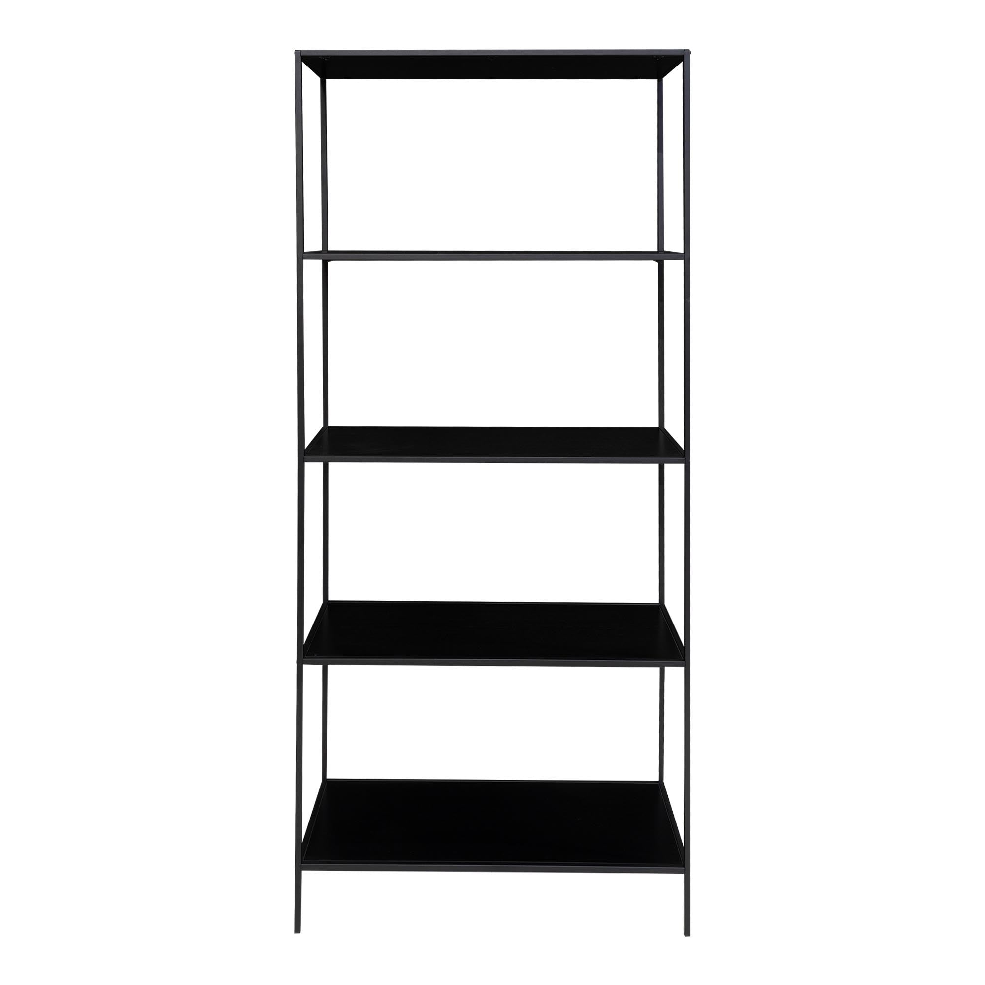 Étagère Vita 5 tablettes acier noir mat vide vue de face