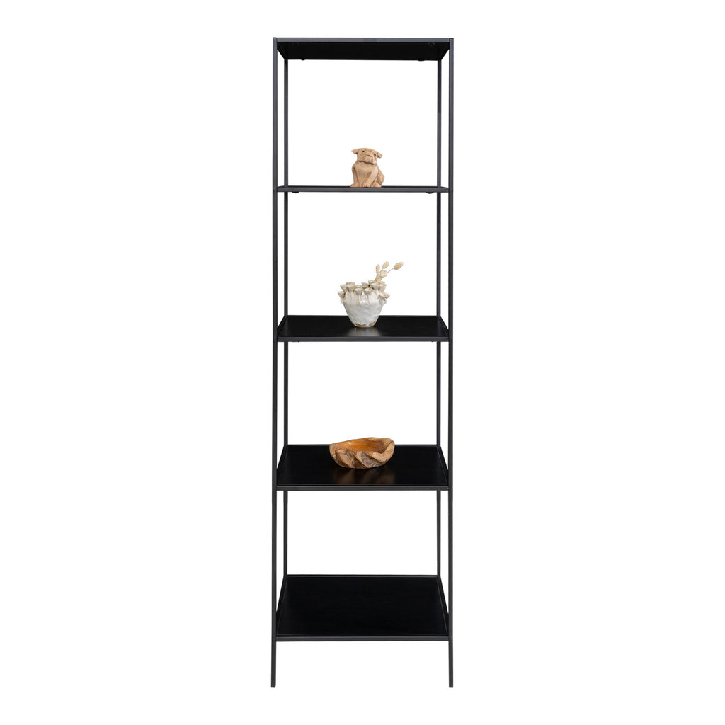 Étagère Vita noire étroite 5 niveaux styled vases vue de face