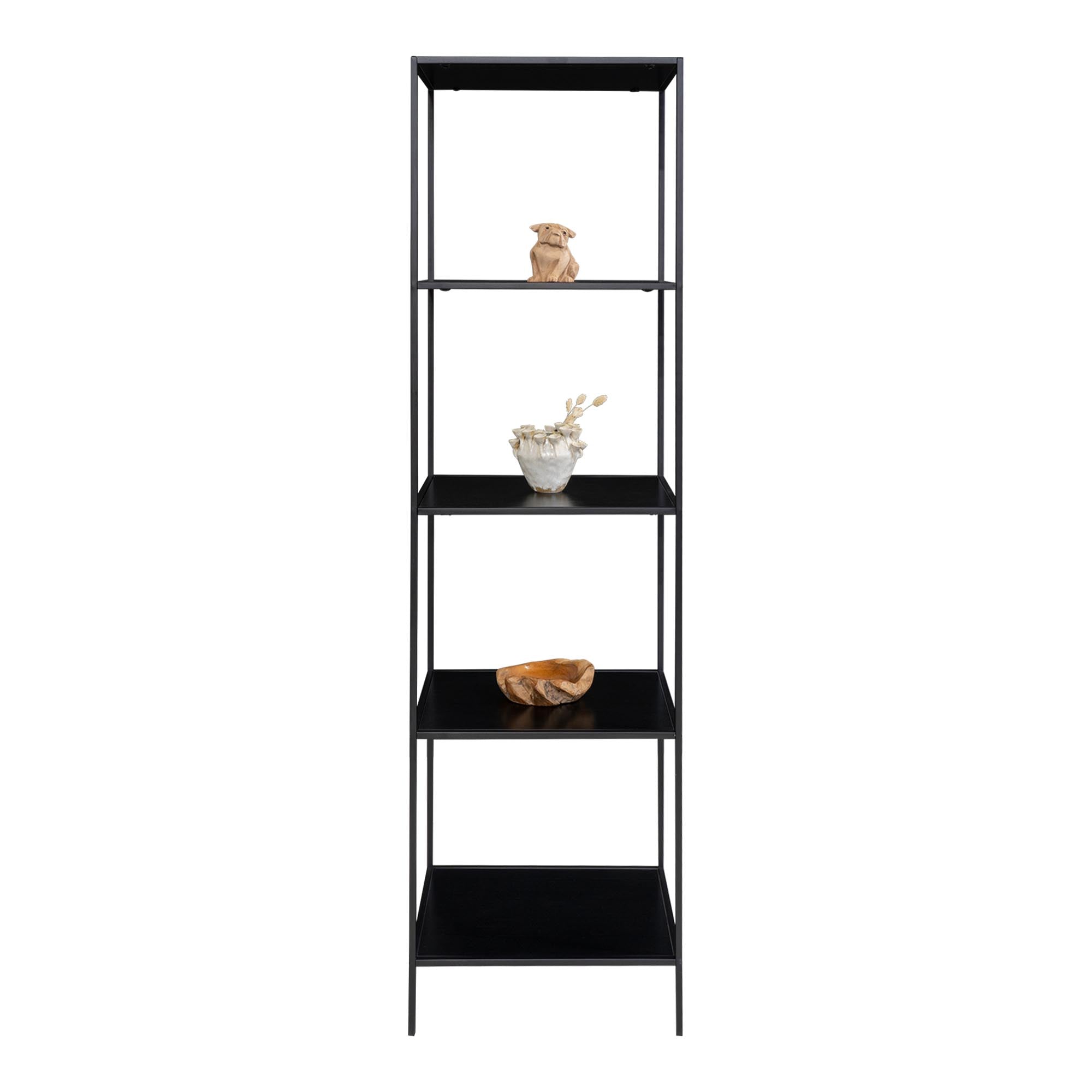 Étagère Vita noire étroite 5 niveaux styled vases vue de face