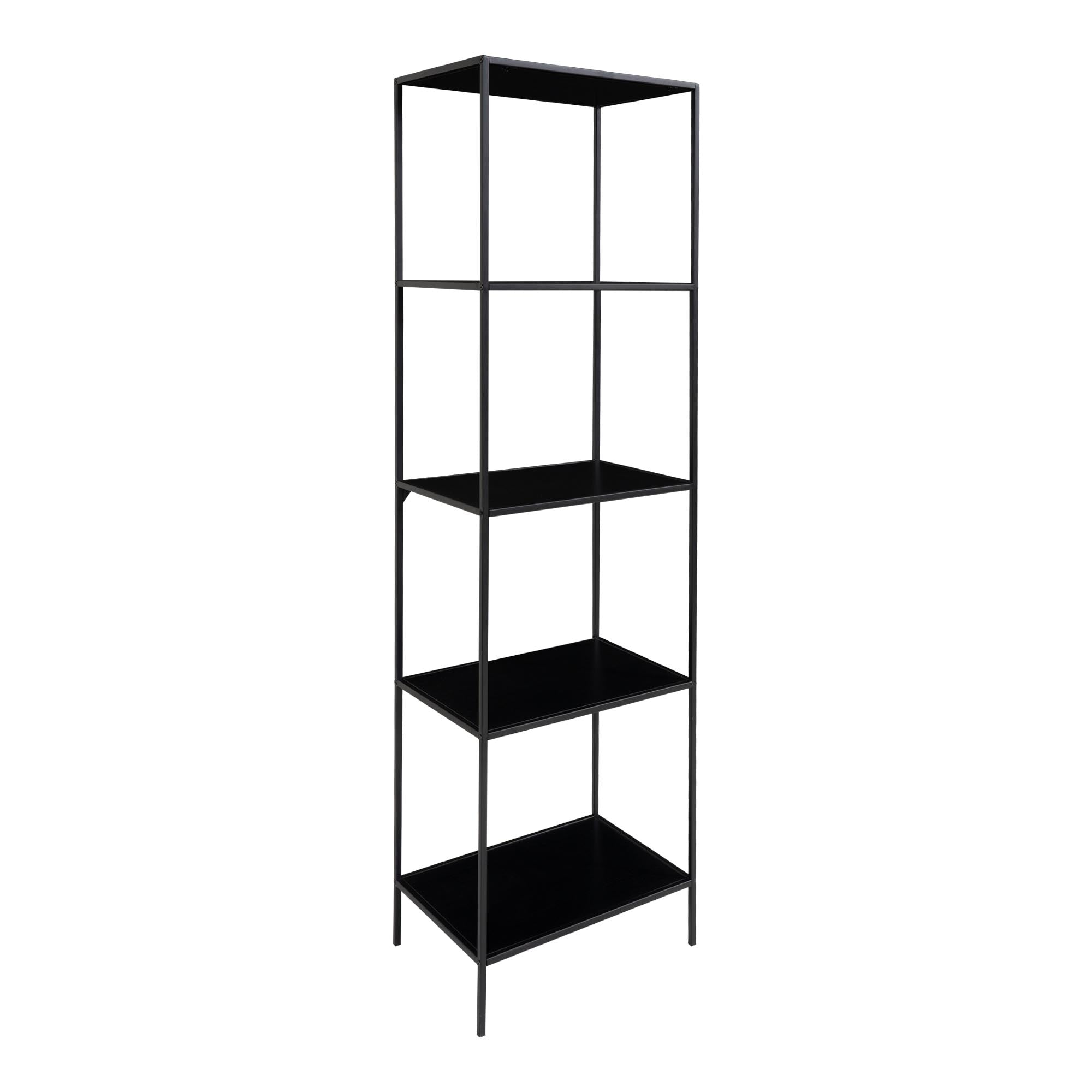 Étagère Vita 5 tablettes noire étroite vide vue trois quarts
