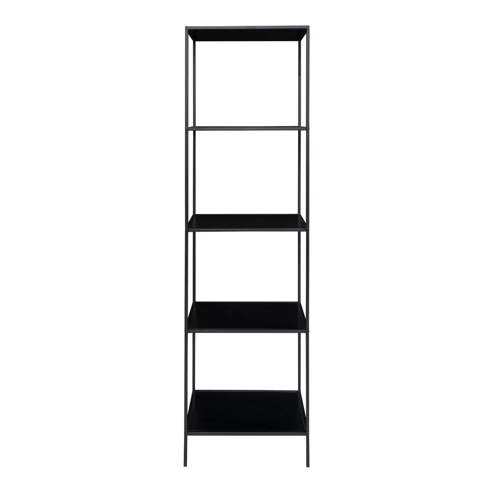 Étagère Vita 5 tablettes noire étroite vide vue de face