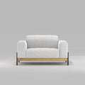 Fauteuil Bowie en chêne et tissu gris clair vu de face