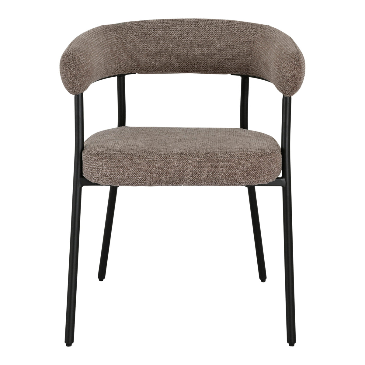 Fauteuil Trivio bouclé brun chiné vu de face assise large et dossier en arc