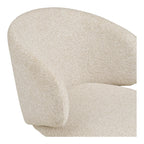 Gros plan sur le tissu bouclé sable et l'accoudoir arrondi du fauteuil Fulham