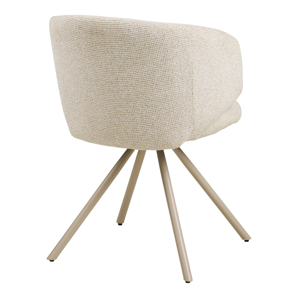 Fauteuil pivotant Fulham bouclé sable vue arrière coque baquet piètement étoile sable