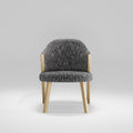 Fauteuil lounge Caravela en chêne et tissu chiné noir vu de face
